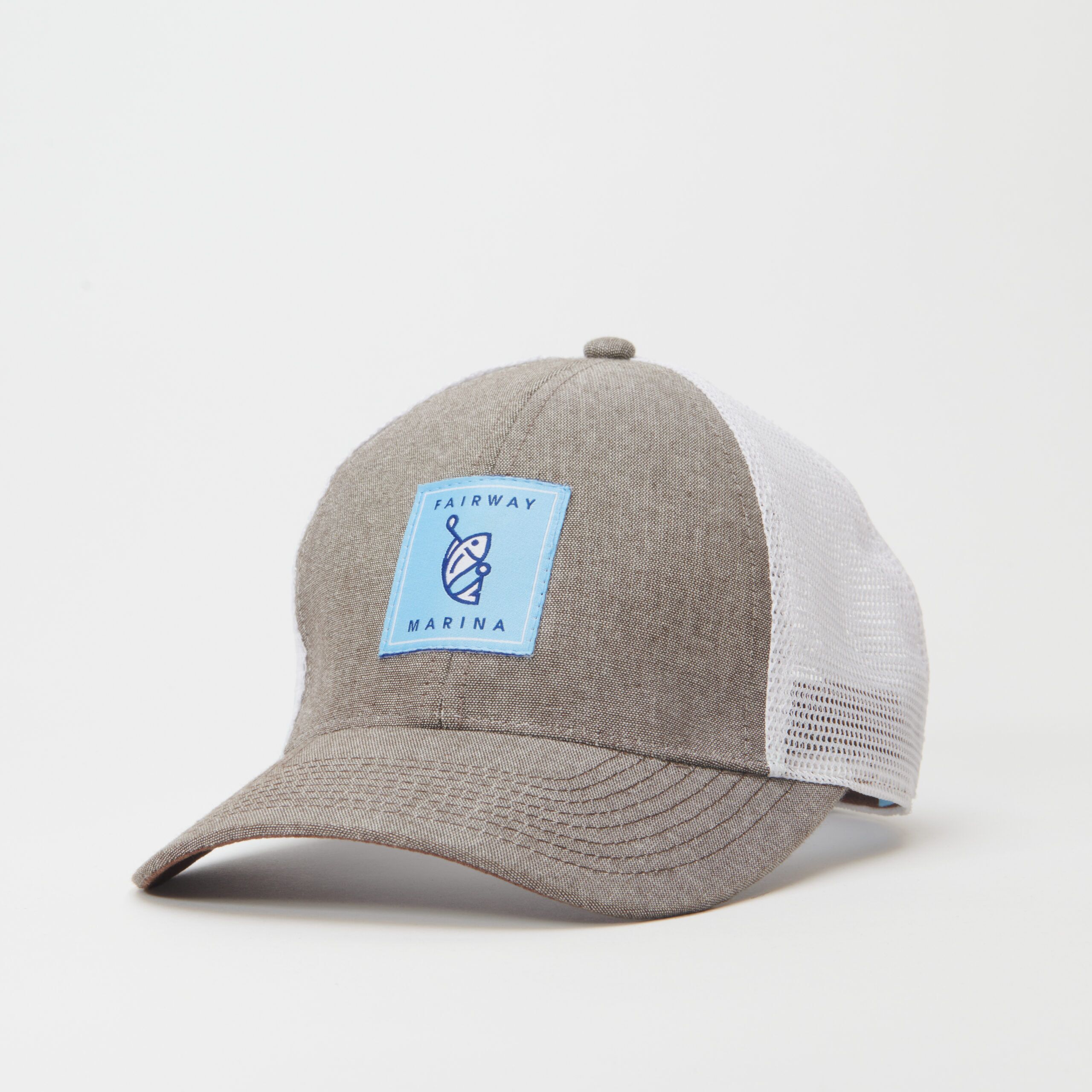 The Harbor Trucker hat in heather gray.