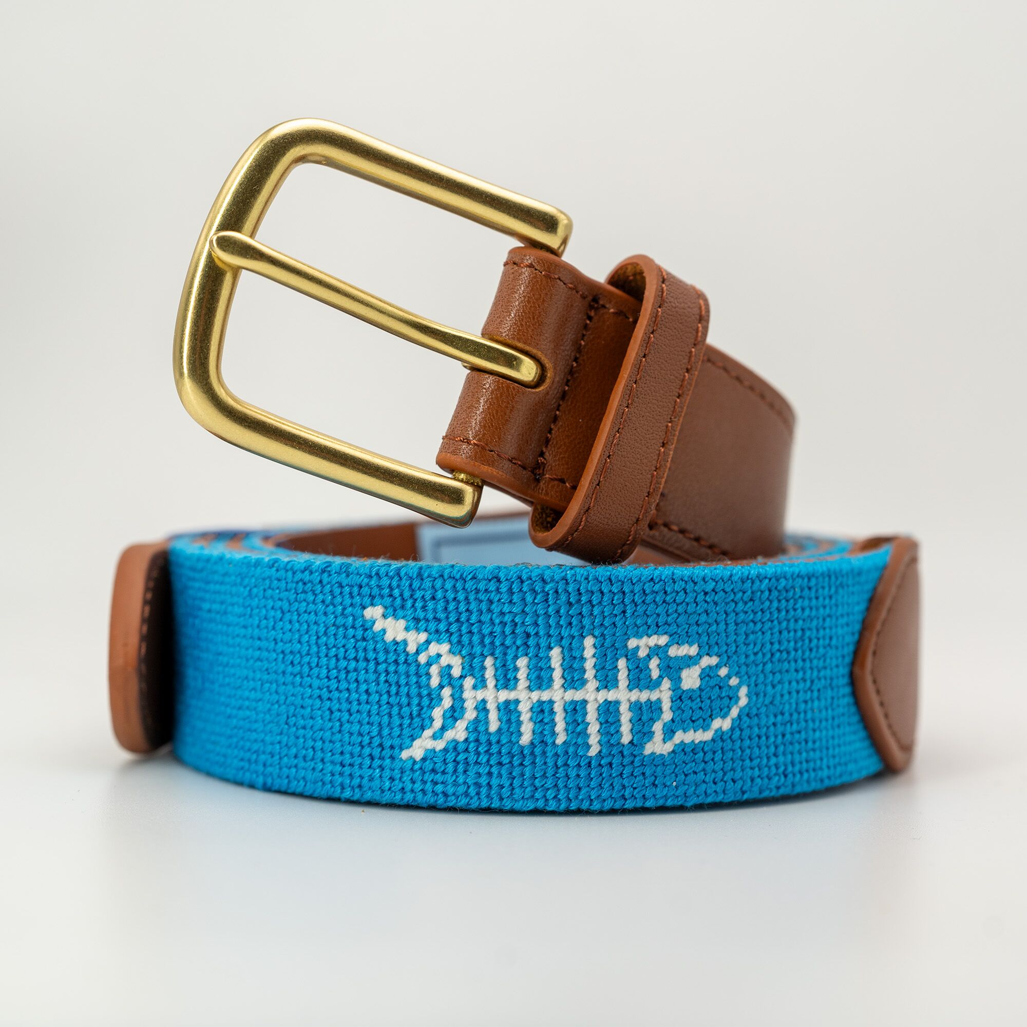 1266 Needlepoint Golf Belt For Men- Flat Brass Buckle Leather Backing DSC09813.jpg main image 3